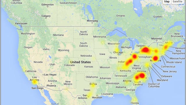 Downdetector outage map.