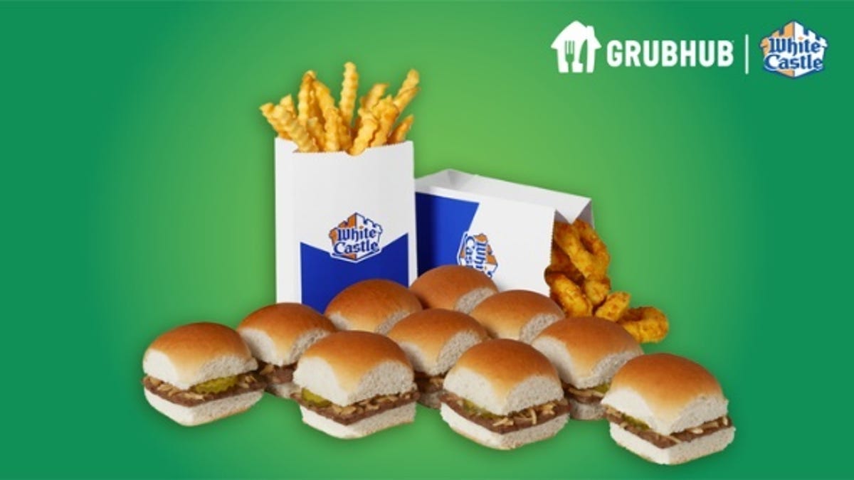 White Castle food with Grubhub logo
