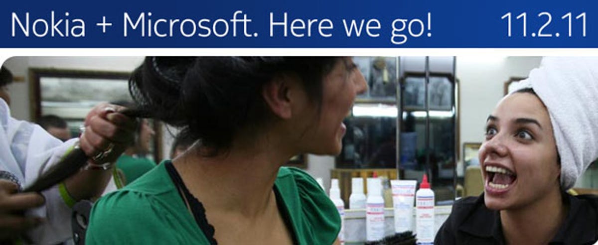Nokia is touting its Microsoft alliance on its Web page.