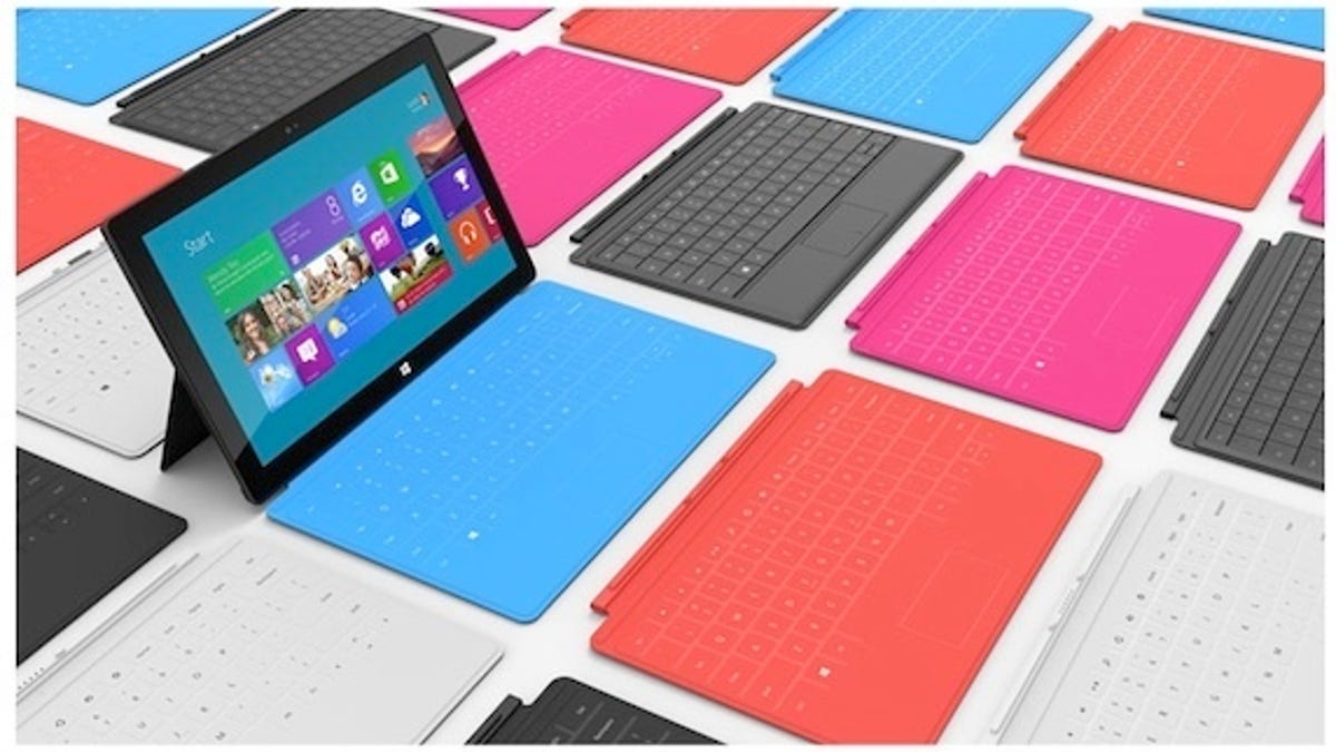Microsoft Surface surrounded by its covers.
