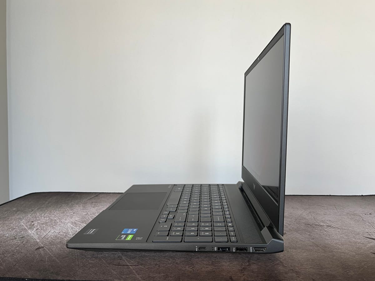 HP Victus 15 gaming laptop in profile