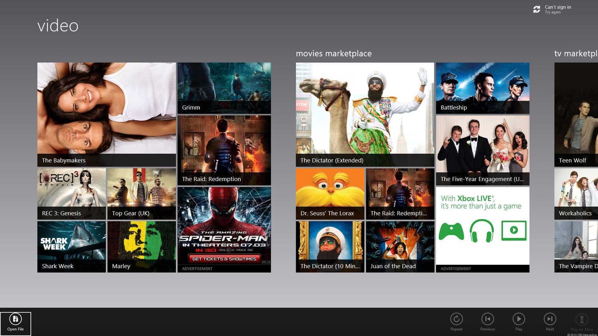 The Windows 8 Video app puts selling you content above providing access to your own video files.