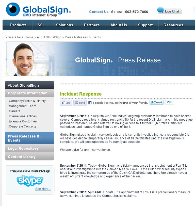 GlobalSign says it is halting issuance of any digital certificates while it investigates a hacker's claim of a breach.