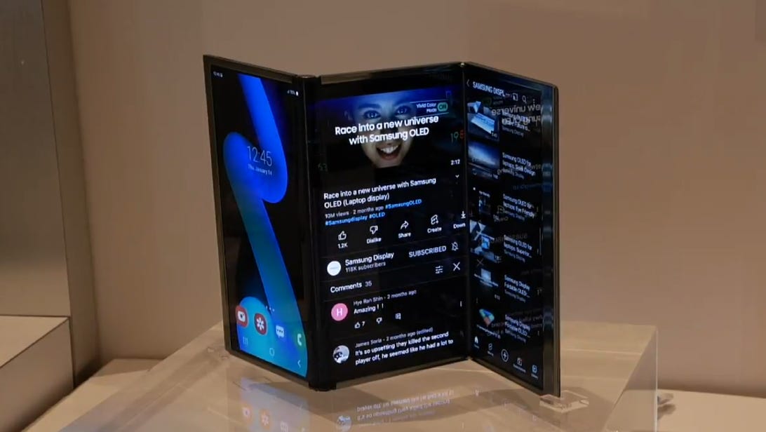Samsung's foldable concepts at CES 2022 revive dreams of trifolding