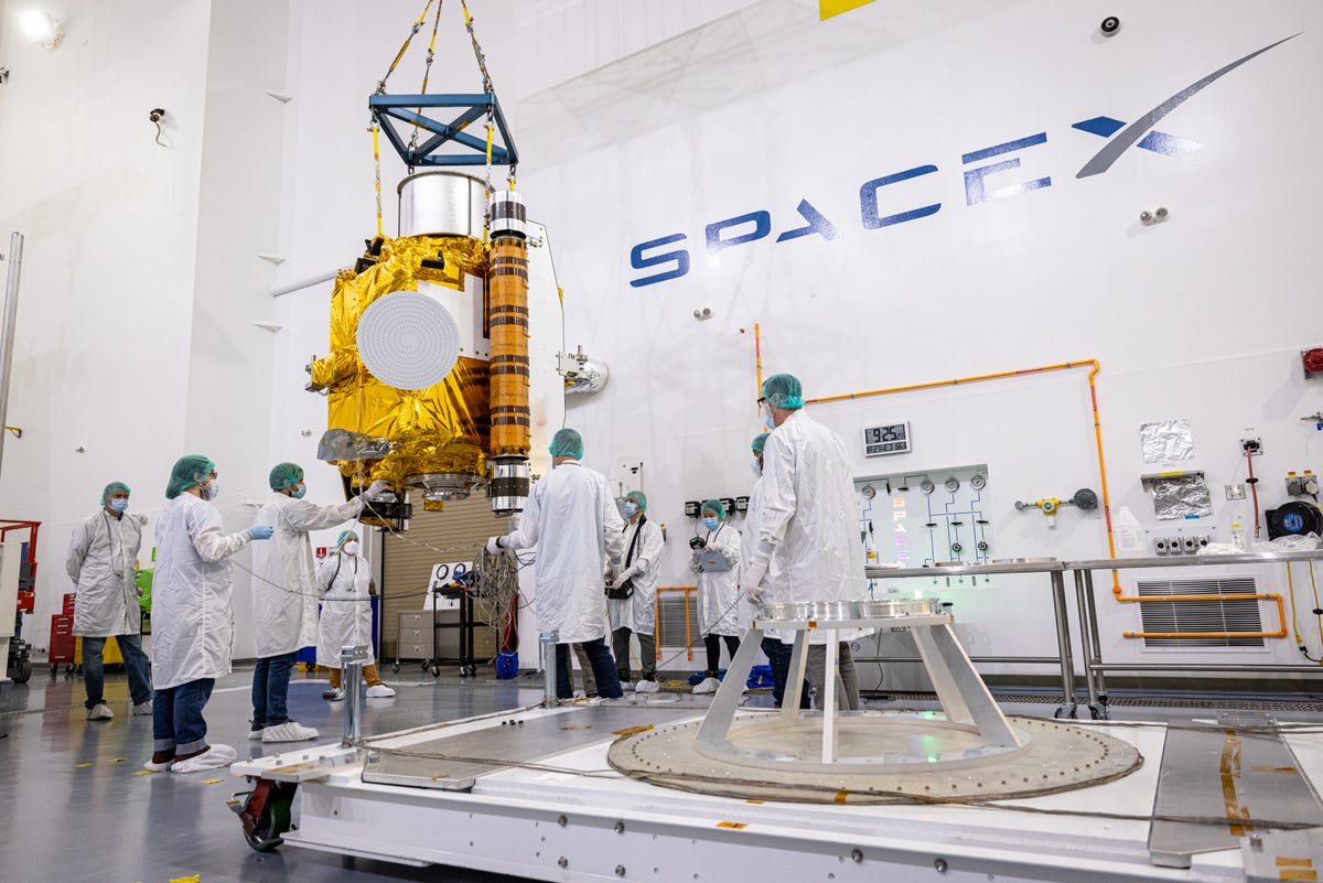 The DART spacecraft at SpaceX's payload processing facility