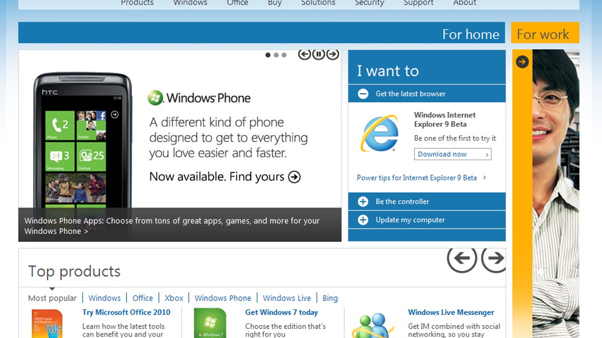 Microsoft's preview of its refreshed home page.