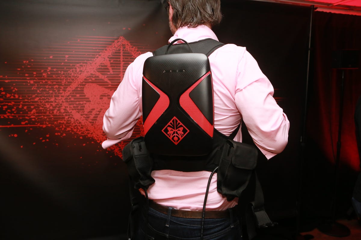 The HP Omen X VR backpack lets you bring the entire computer with you, battery power and all.