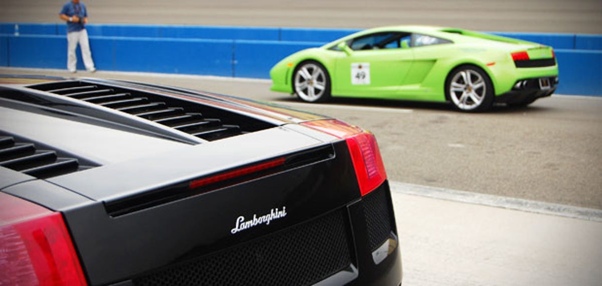 A pair of Lamborghini Gallardos