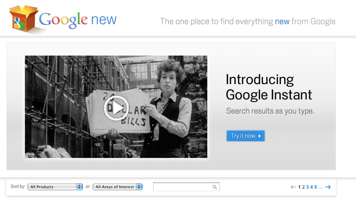 Google's new blog for promoting its product announcements, Google New, is touting Google Instant Search as its top story.