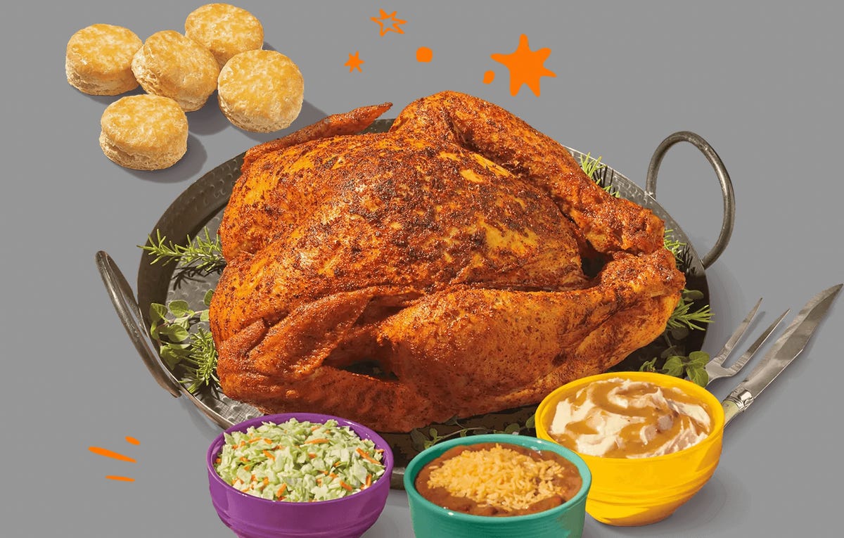 Popeyes Cajun-Style Thanksgiving Turkey on a serving platter