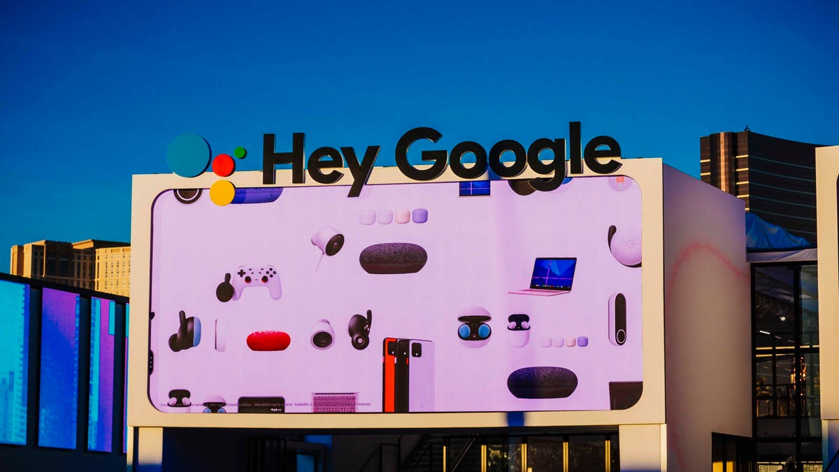 "Hey Google" signage at CES 2020