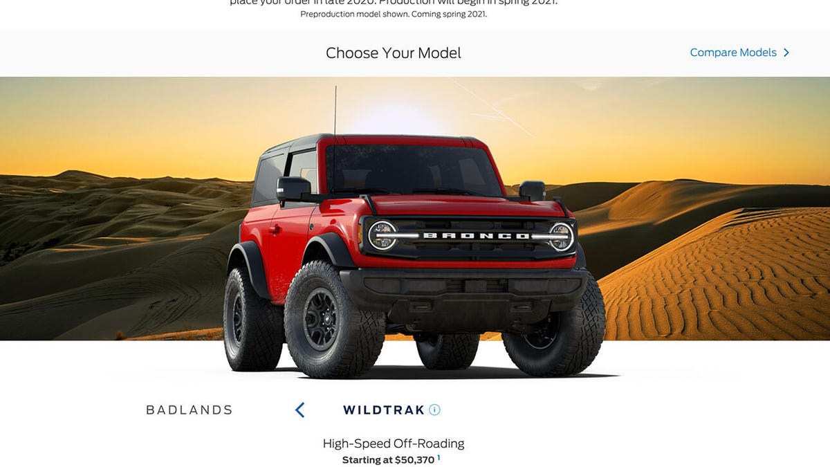 Ford Bronco Wildtrak - red - in reservation configurator