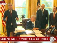 <p>Intel CEO Brian Krzanich, left, stands next to President Donald Trump to announce a next-generation chip factory.</p>