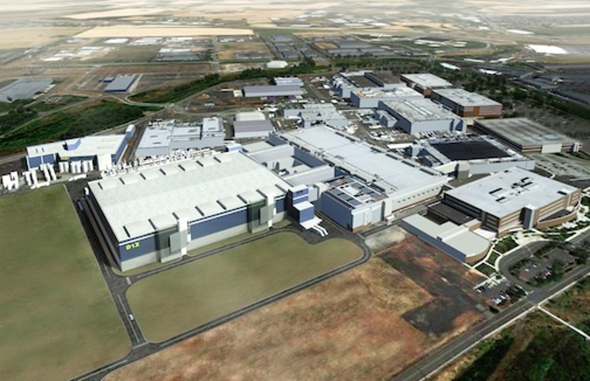Intel's s planned 14-nanometer D1X facility at its Hillsboro, Ore., complex, which President Obama will visit on Friday.