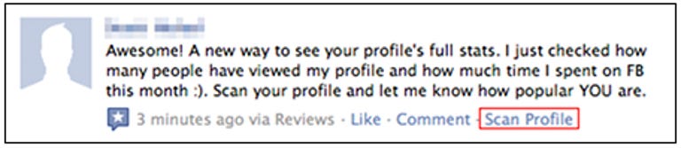 Another spam campaign on Facebook was offering users a way to see how many people had viewed their profile.