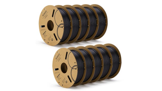 Ten rolls of black filament