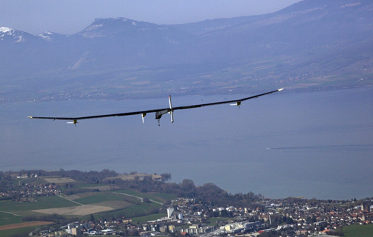 The Solar Impulse takes its maiden flight.