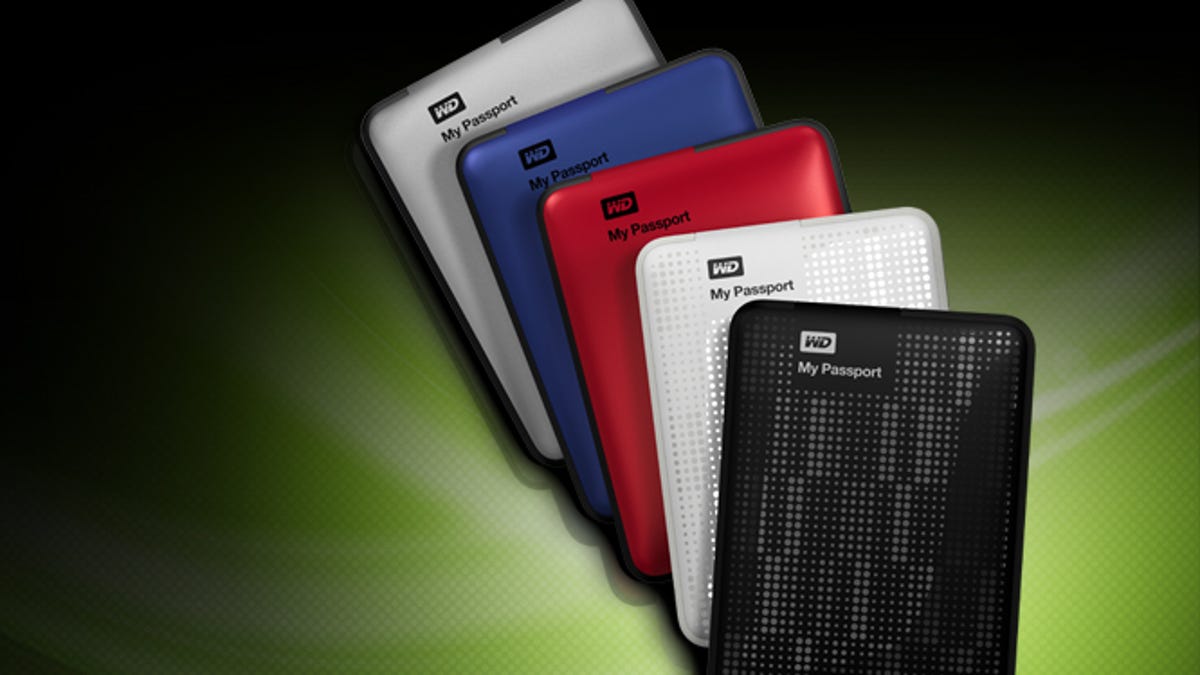 The new My Passport portable drives from Western Digital comes in white, black, silver, blue, and red, with capacities ranging from 500GB to, for the first time, 2TB.