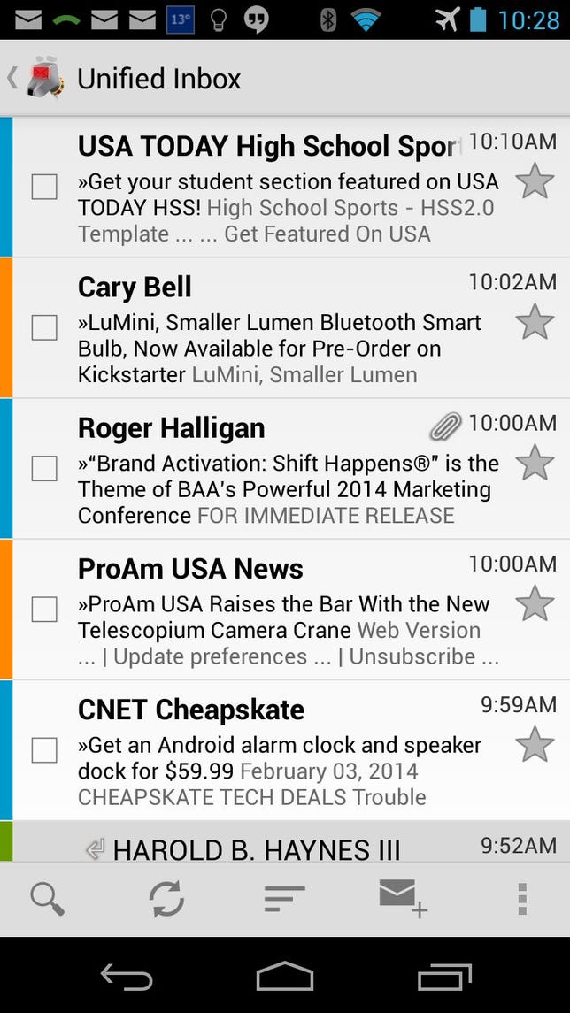 K-9 Mail for Android tweaked to look like Mail for iOS.