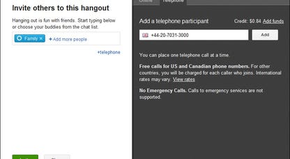 Place calls to phones from Google+ Hangouts