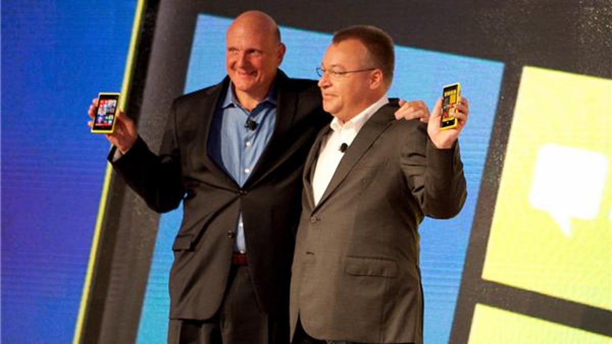 Steve Ballmer and Stephen Elop at Microsoft-Nokia event in New York, 9/5/12