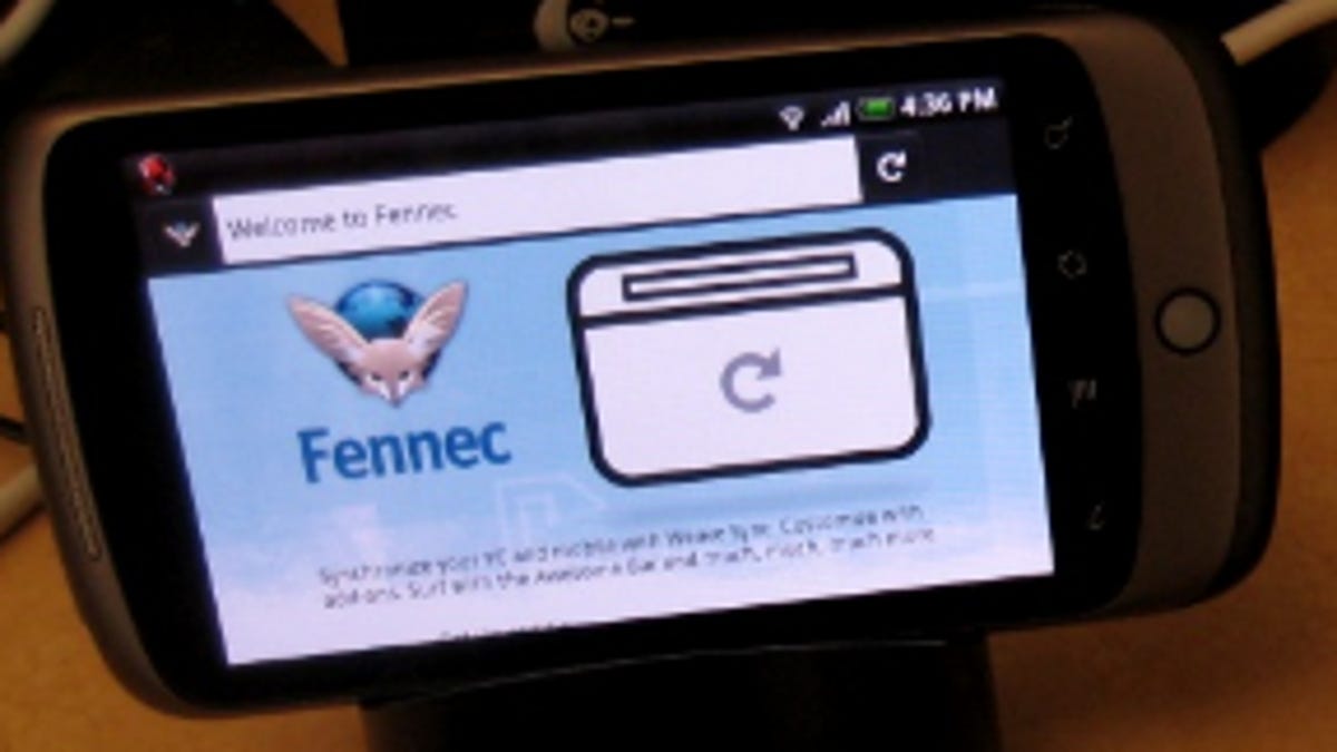 Firefox Mobile (Fennec) running on an Android phone