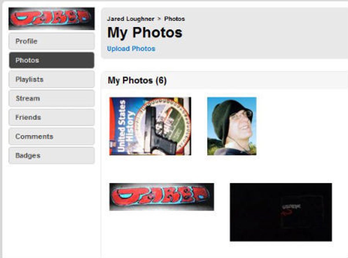 Web site Good posted this screen capture of a MySpace page.