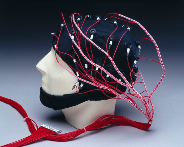 Electroencephalography (EEG) cap, 1999.