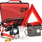Lifeline 4365AAA Roadside Emergency Kit which includes jumper cables, a tire inflator, and more.