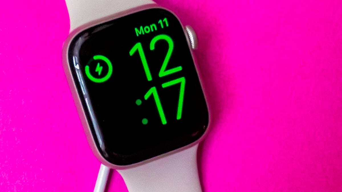 Apple Watch Series 7 showing date and time