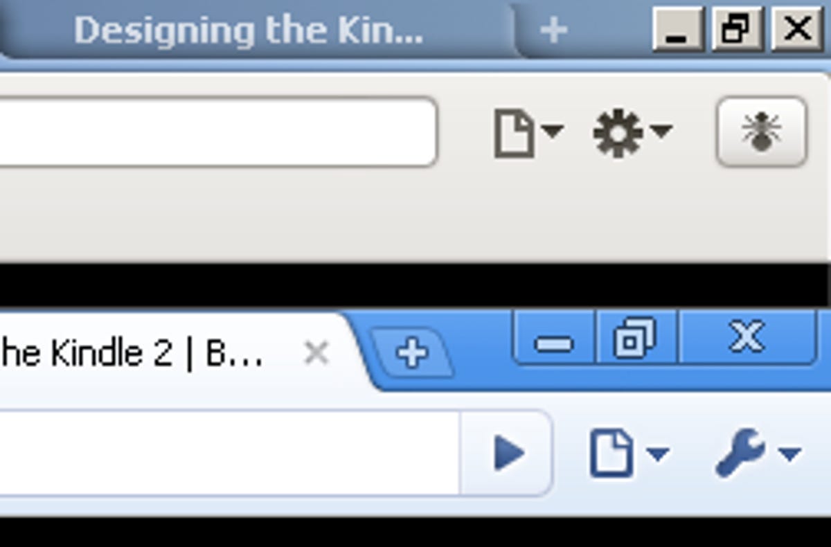Safari 4's interface is similar to Google Chrome's including tabs on the top and these mini-menus.