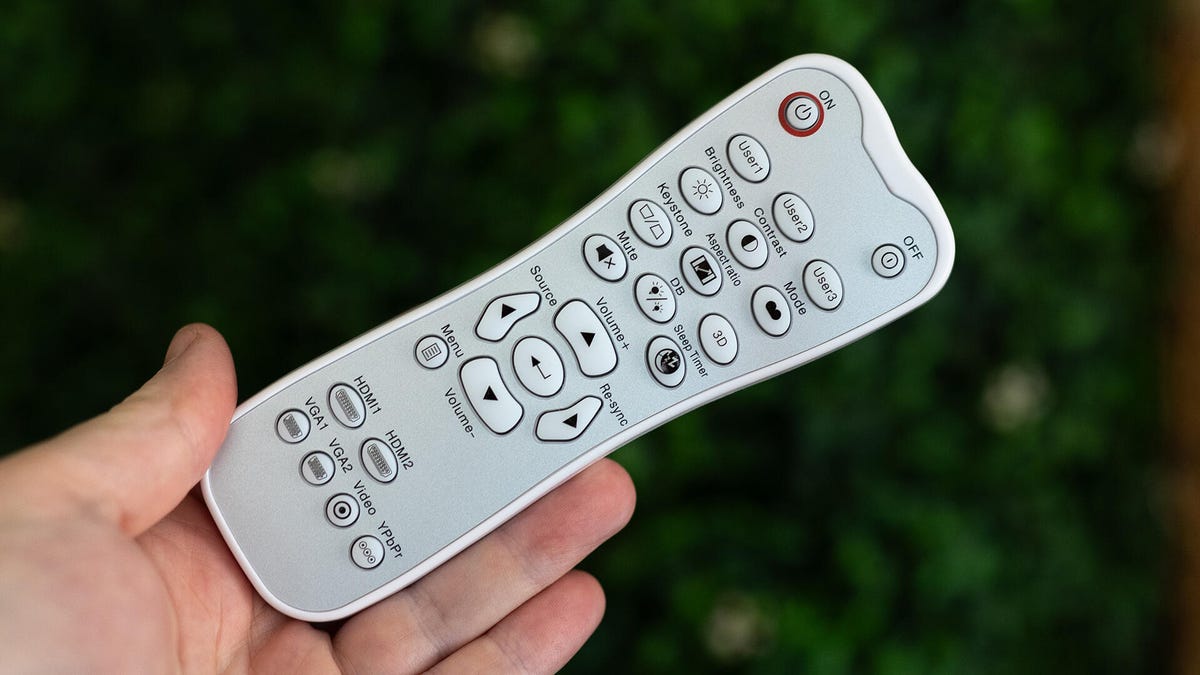 The remote for the Optoma UHD38x.