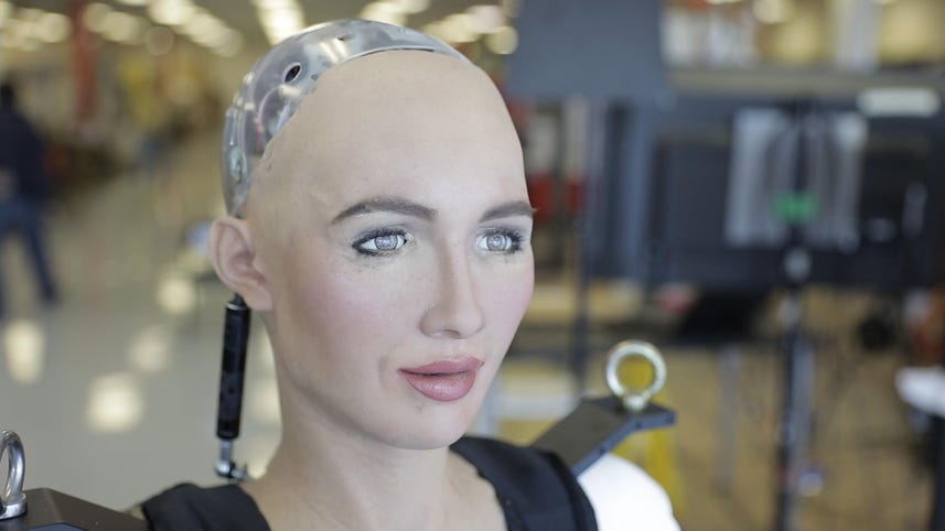Sophia the robot walks for the first time