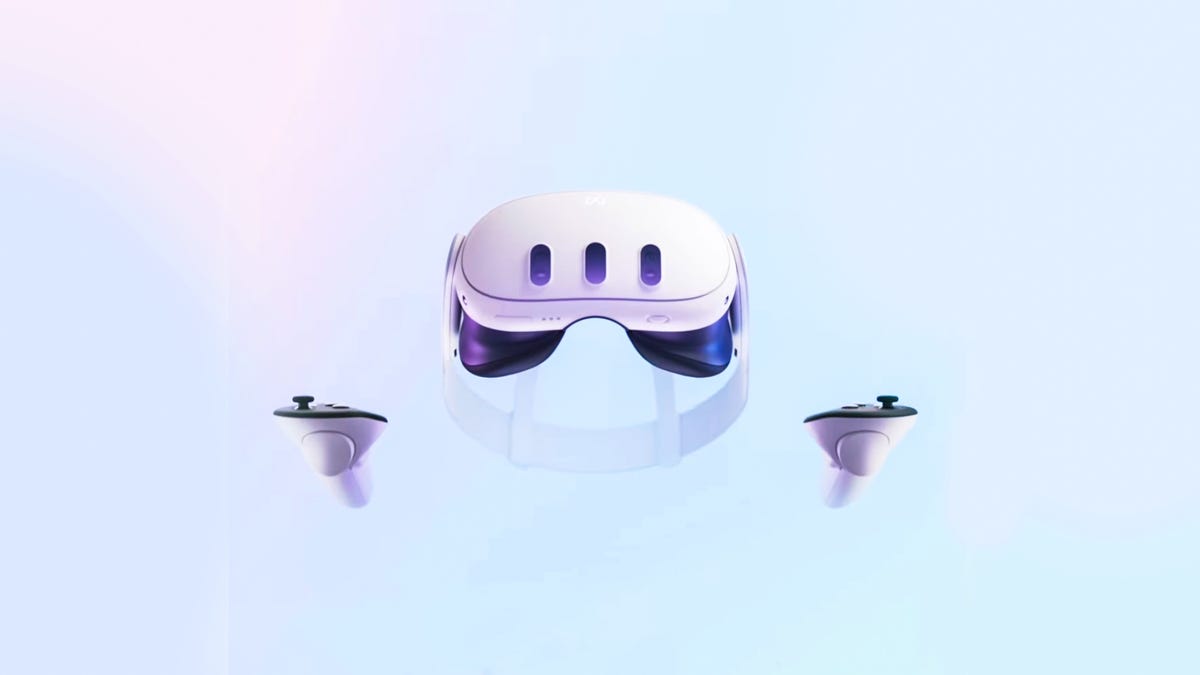 Meta Quest 3 VR headset and controllers