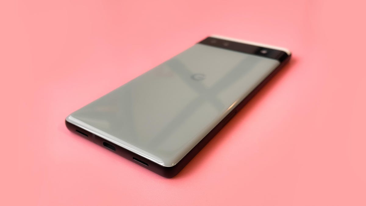 The back of Google&apos;s Pixel 6A phone