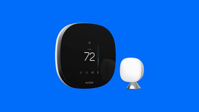 ecobee smart thermostat with voice control blue