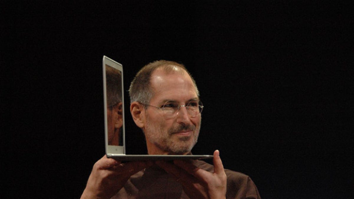 Steve Jobs showing off the first MacBook Air in 2008.
