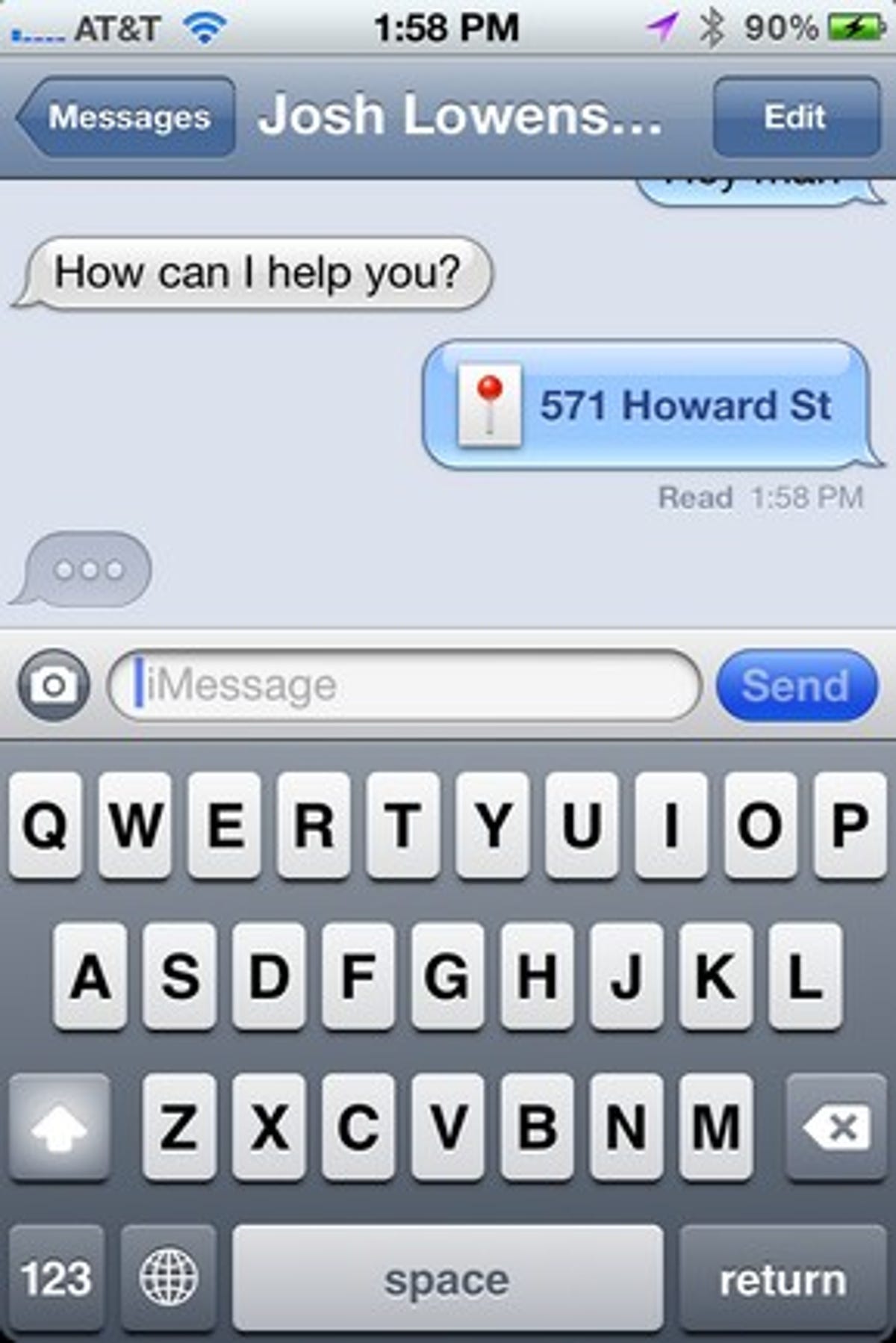 iMessage in action.