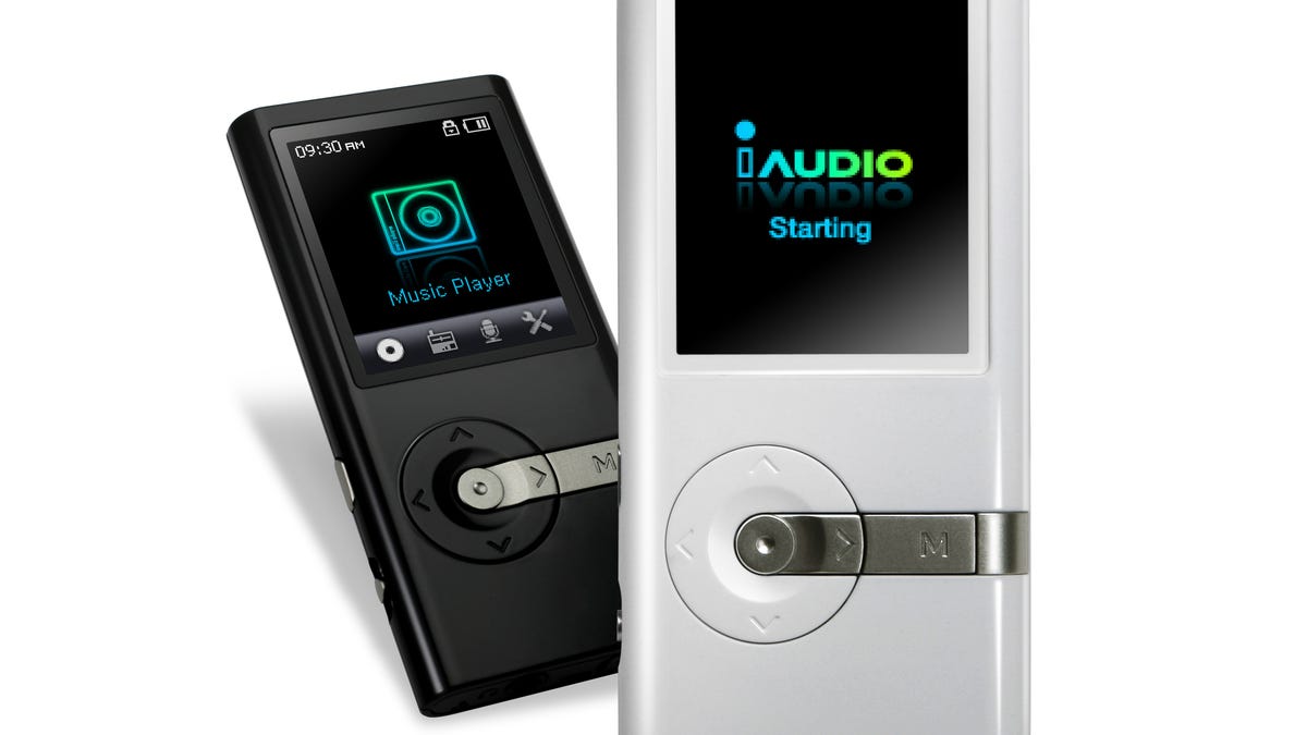 Photo of black and white Cowon U5 MP3 players.