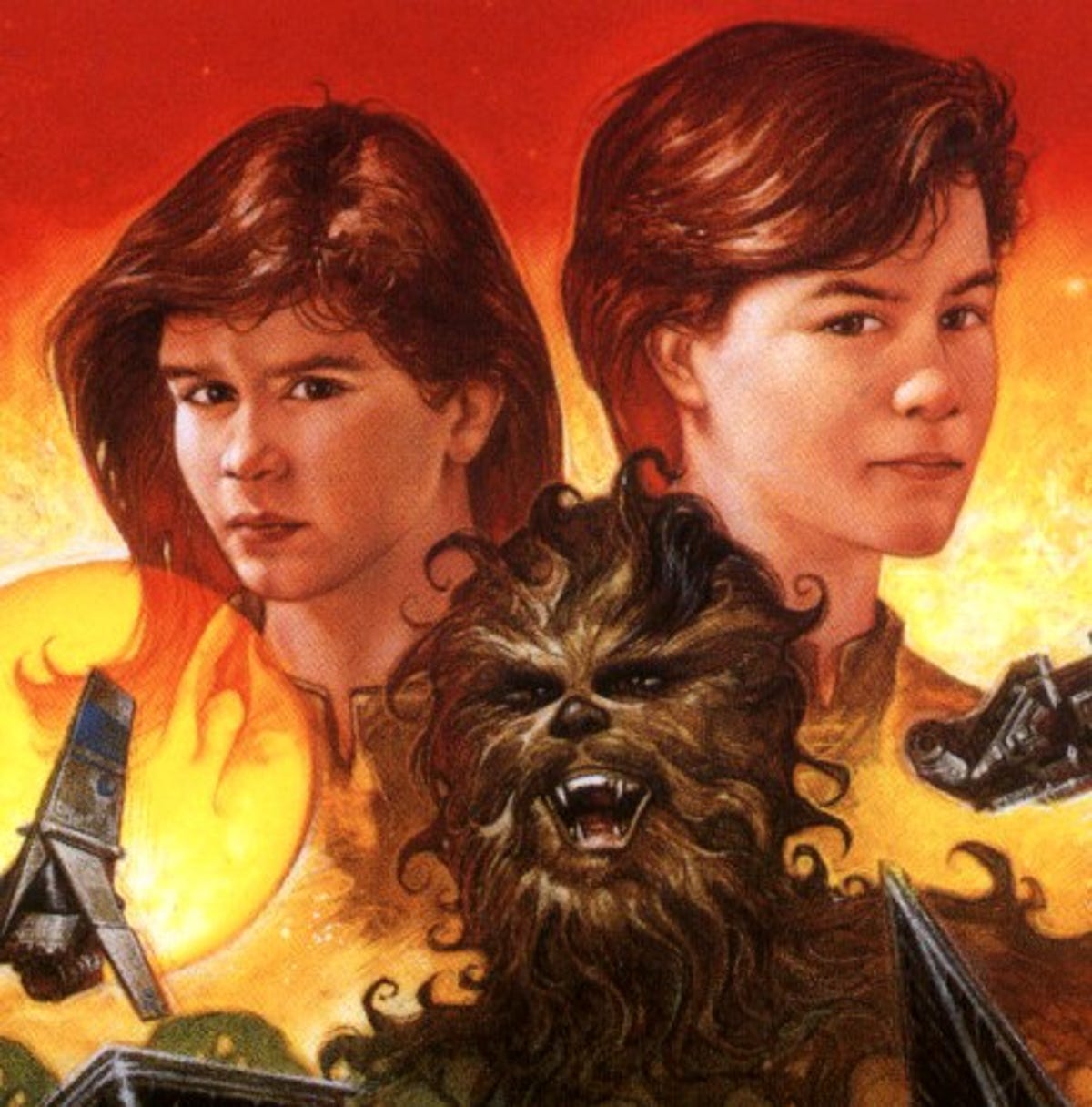 Han and Leia's twin children, Jacen and Jaina Solo, have adventures with Chewbacca's nephew Lowie in the Expanded Universe "Young Jedi Knights" book series.