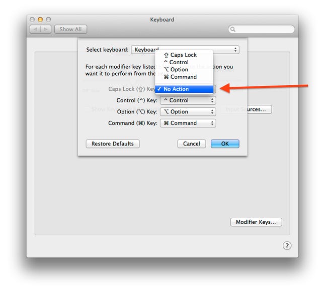 Caps Lock key options in OS X