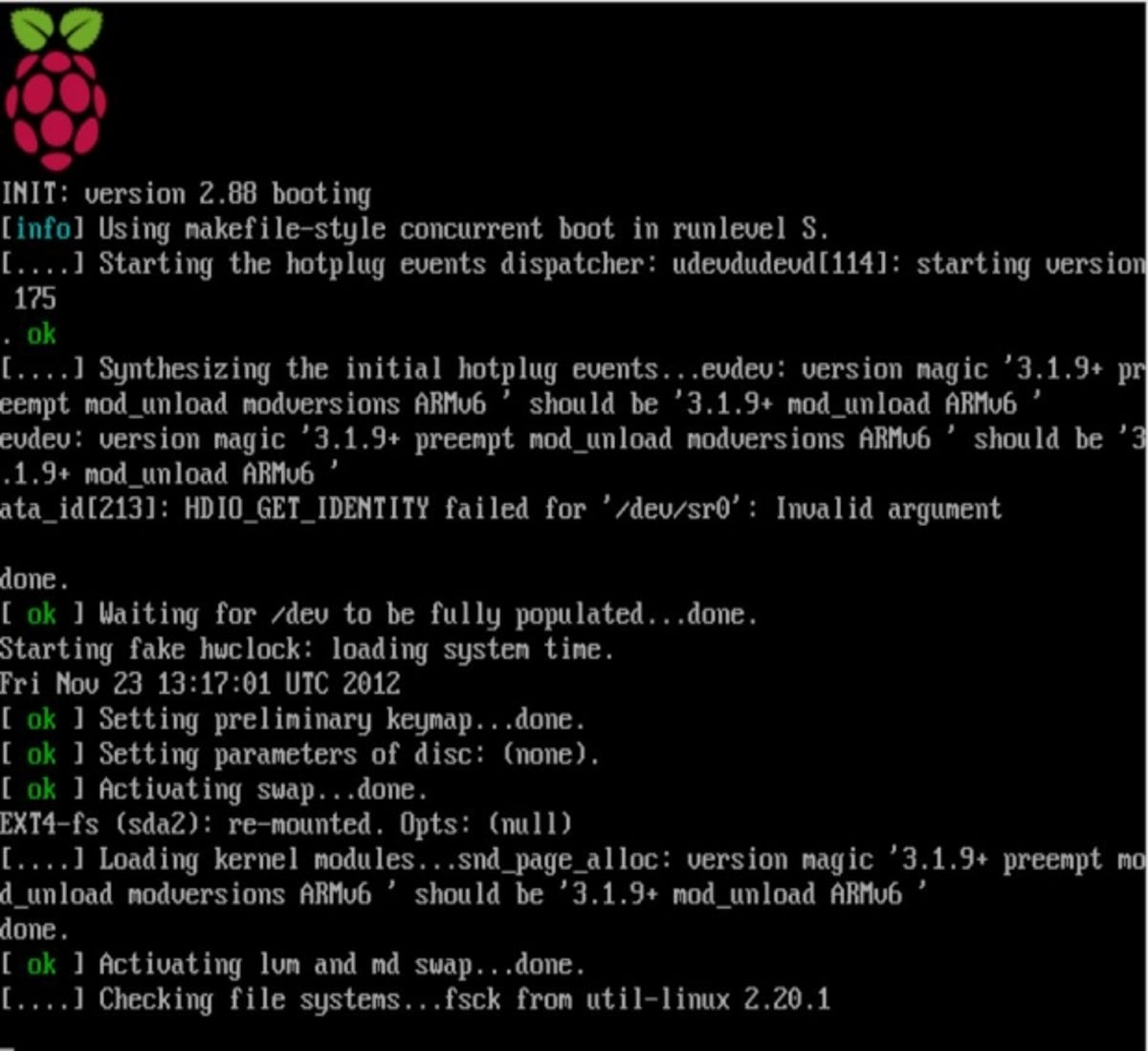 Raspberry Pi first boot