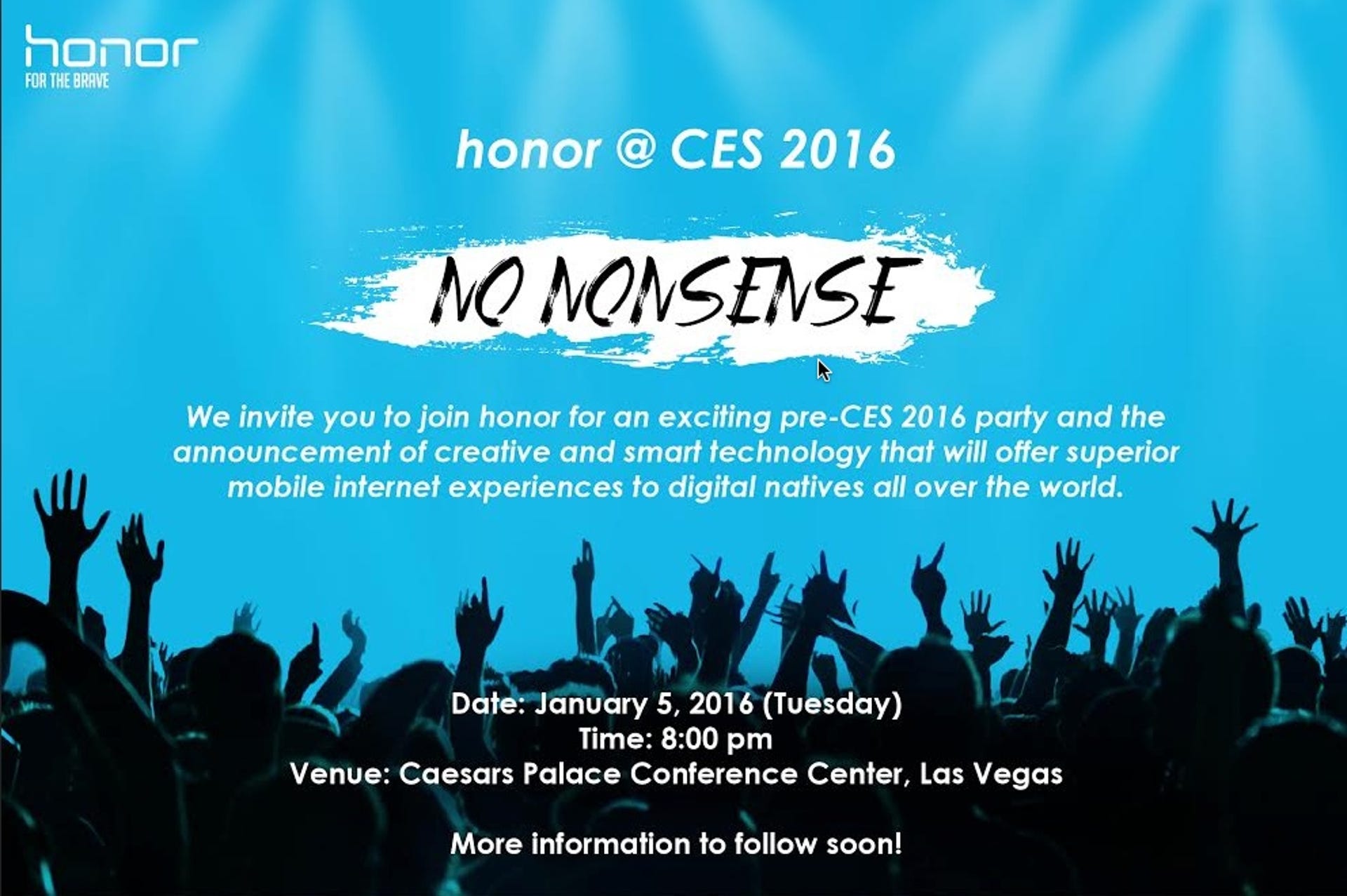 Huawei's press invitation for CES 2016.