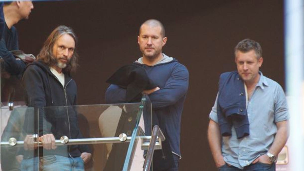 Sir Jonathan Ive, Apple's SVP of industrial design looks on at iPad 2 buyers at last year's launch in San Francisco.