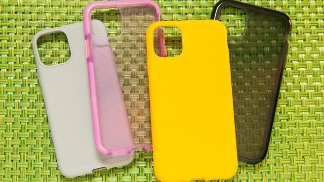 four iPhone 11 cases lined up