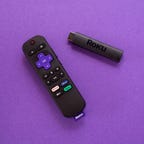 Roku Streaming Stick 4K and 4K Plus on a purple background