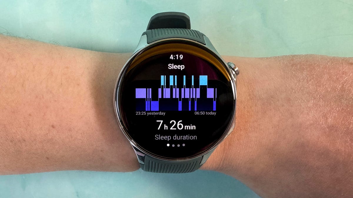 A graph showing sleep tracking data on the OnePlus Watch 2