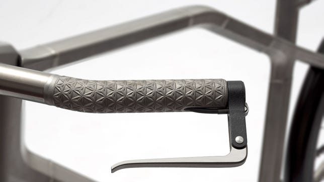 The Solid bike's frame is 90 percent 3D printed, including this handlebar grip, but the components are welded together. The rest of the handlebar is a traditional titanium tube.