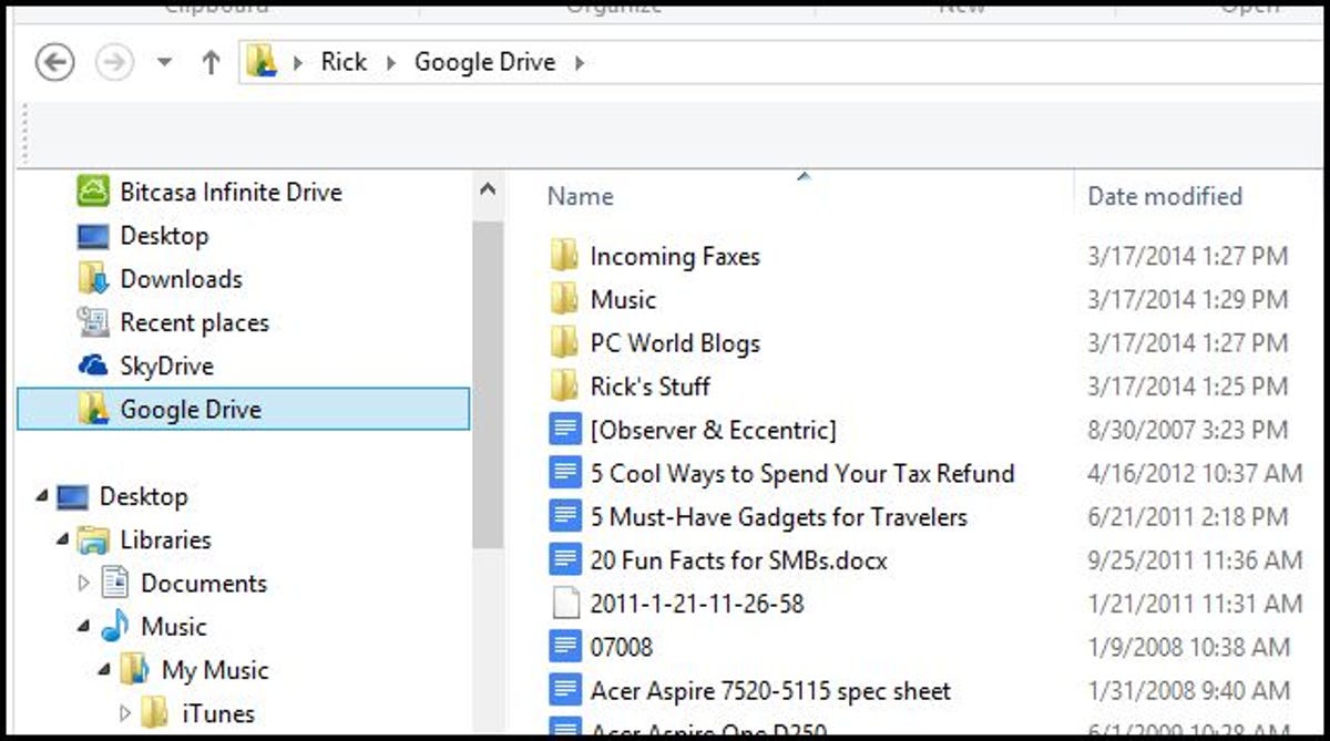 What Google Drive looks like on your desktop.