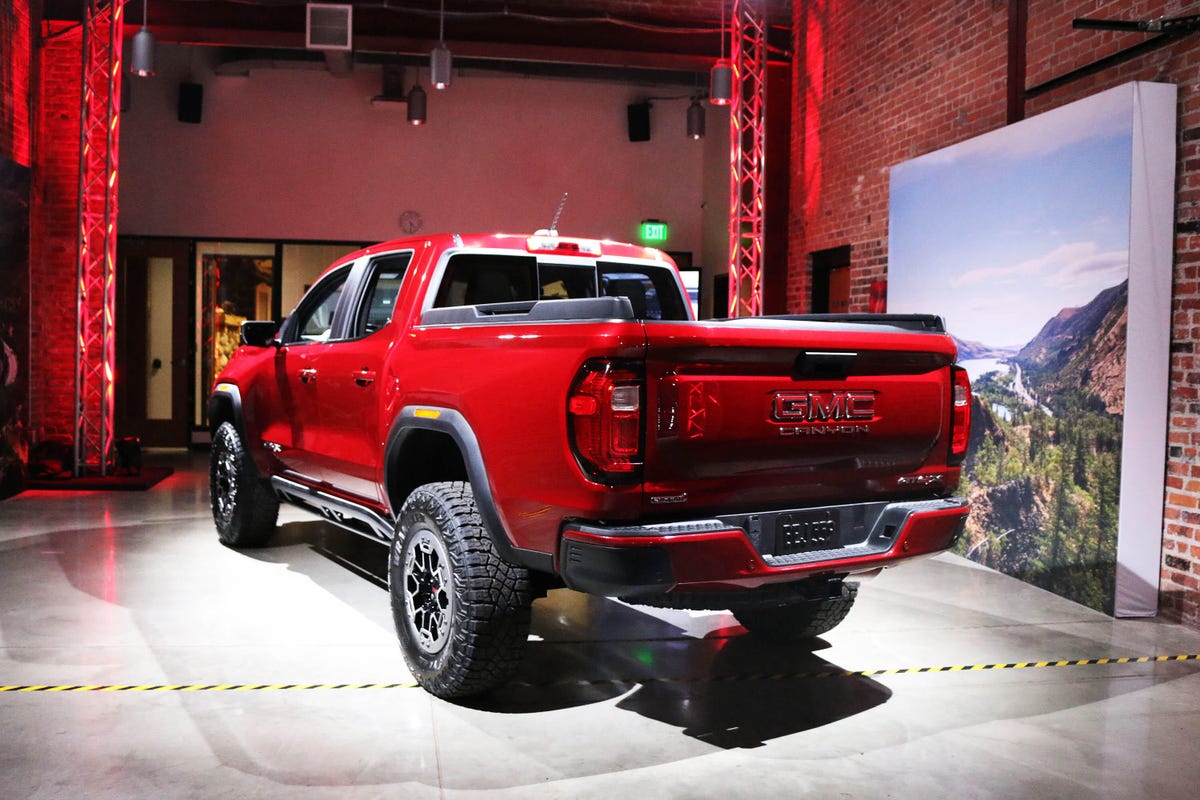 2023 GMC Canyon AT4X Edition 1 rear view in studio sitting up high